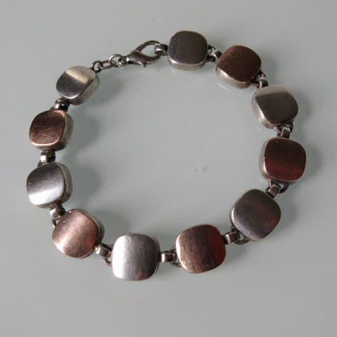 Modernist Silver Copper Tone Link Bracelet