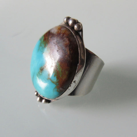Vintage Navajo Turquoise Wide Ring