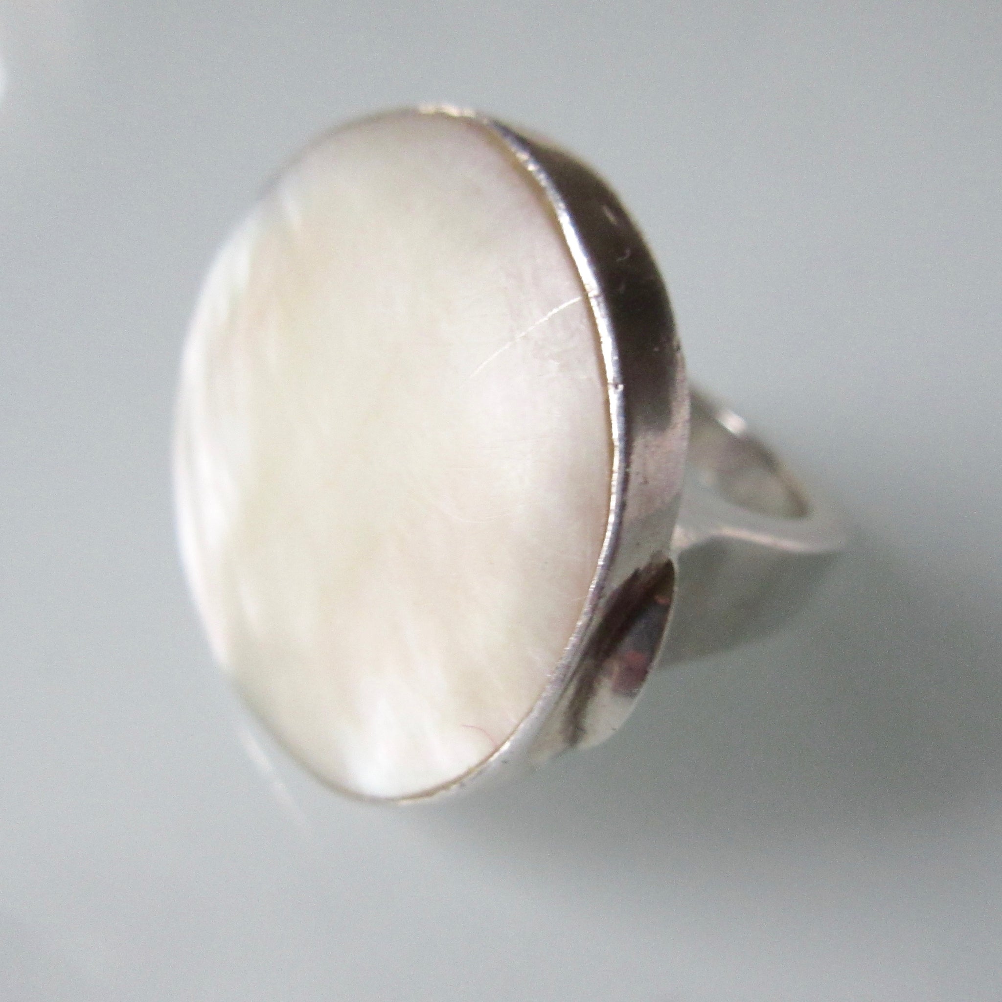 Sterling Silver Hollow Mother of Pearl Ring