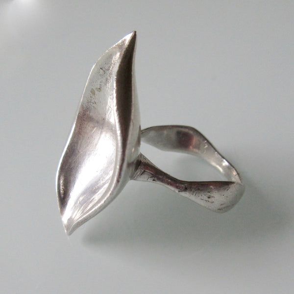 Modern Silver Lead Cup Ring