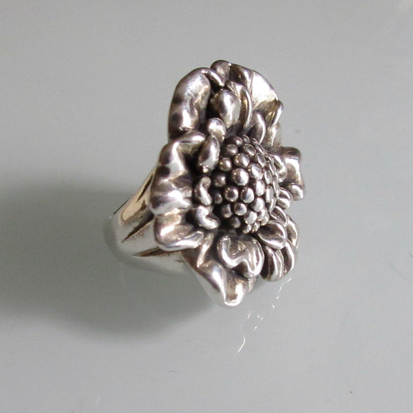 Sunflower Silver Hollow Ring
