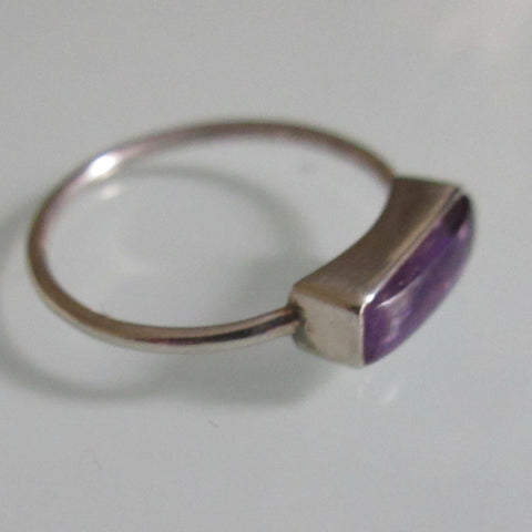 Delicate Silver Amethyst Bar Ring