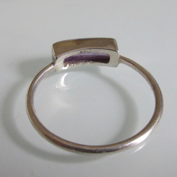 Delicate Silver Amethyst Bar Ring