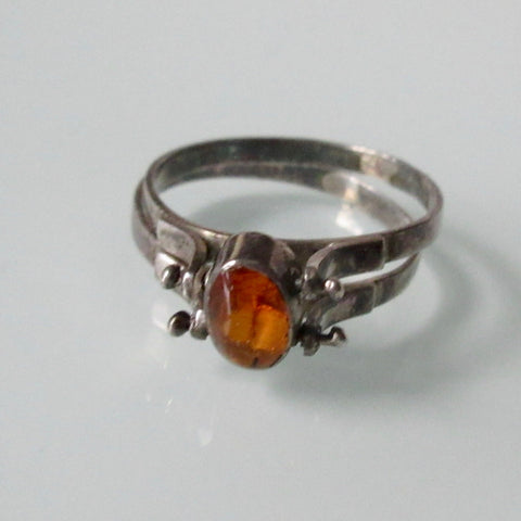 Reversible Amber Turquoise Silver Ring