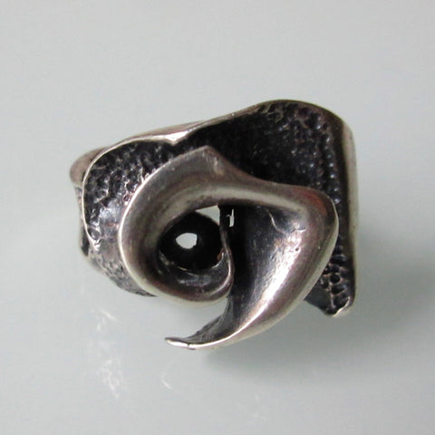 Brutalist Silver Flower Ring