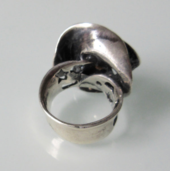Brutalist Silver Flower Ring