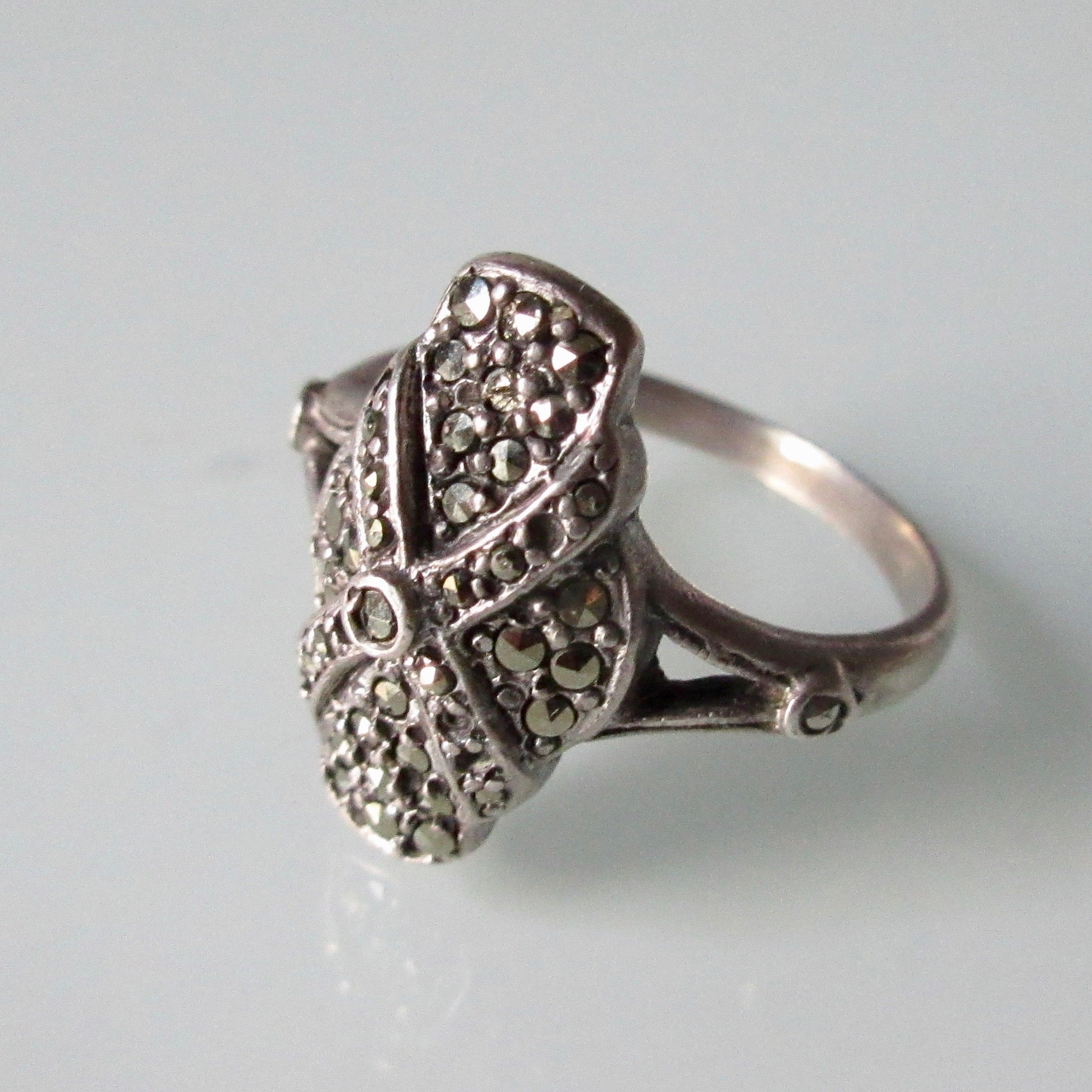 Marquisette and Silver Art Deco Ring