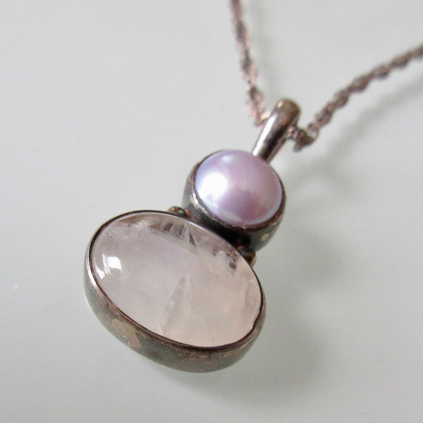 Pearl and Moonstone Silver Pendant
