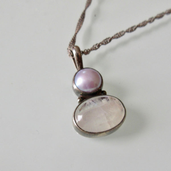 Pearl and Moonstone Silver Pendant