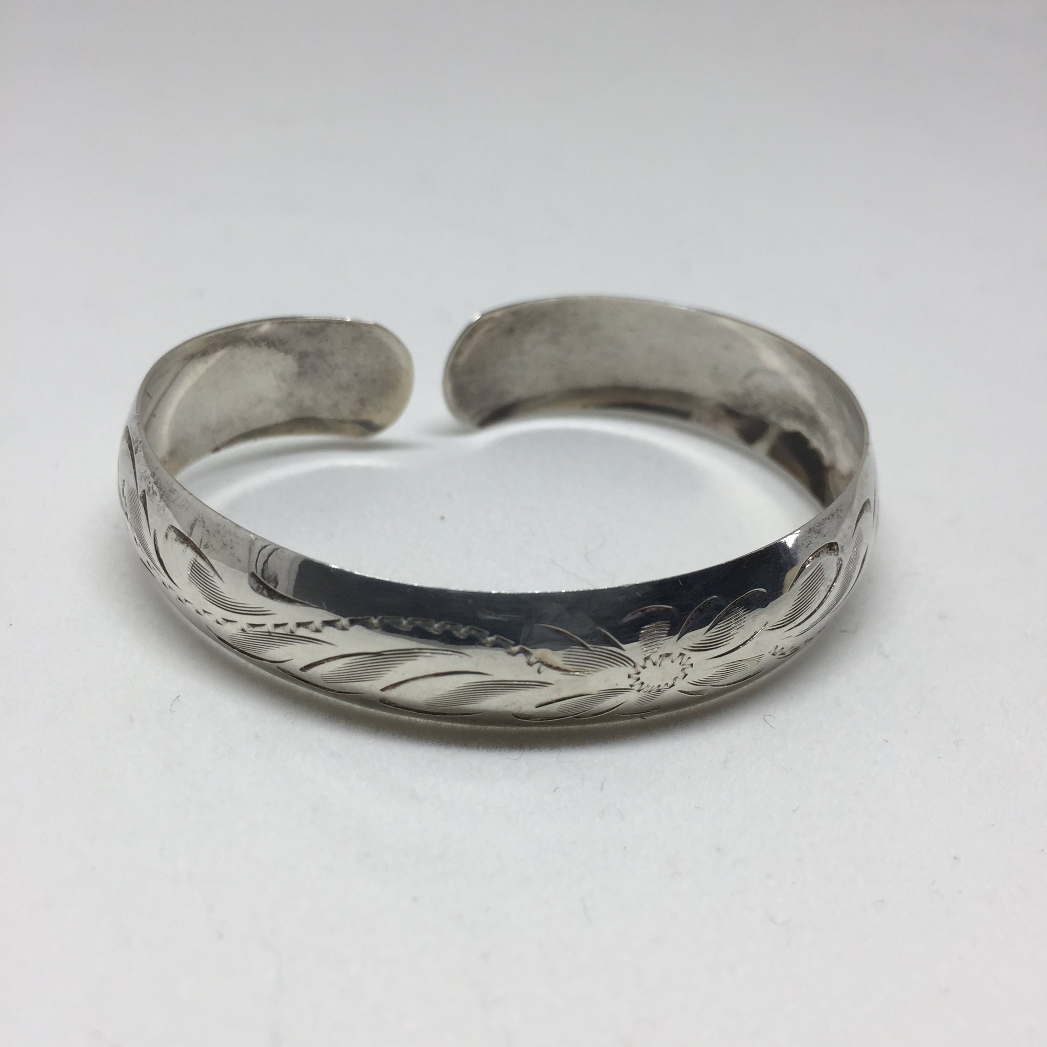 Etched Silver Cuff - Narrow