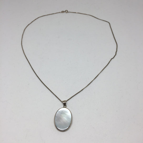 Mother of Pearl 2 sided Silver Pendant
