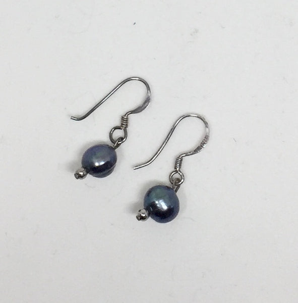 Silver Blue Pearl Earrings