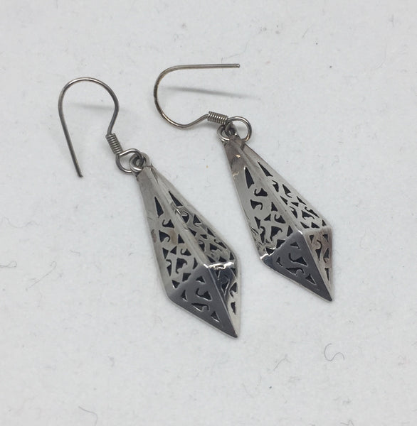 Dangle Silver Hollow Earrings