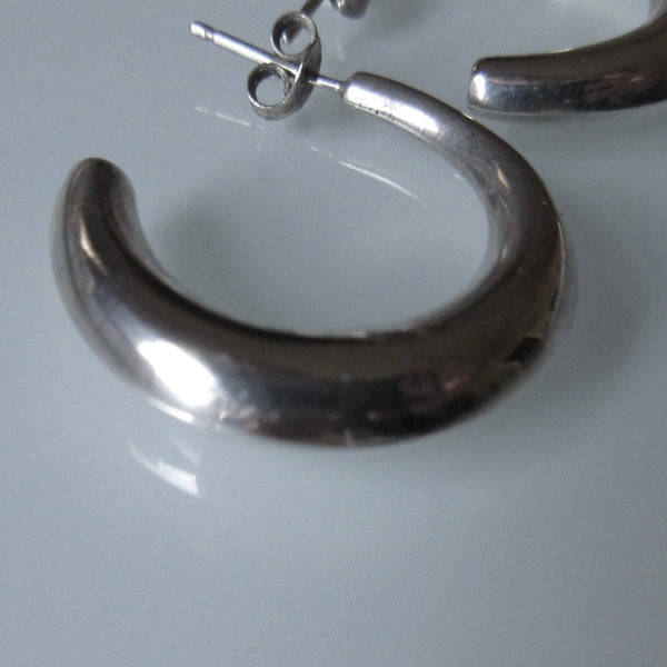 Hollow Sterling Silver Hoop Earrings