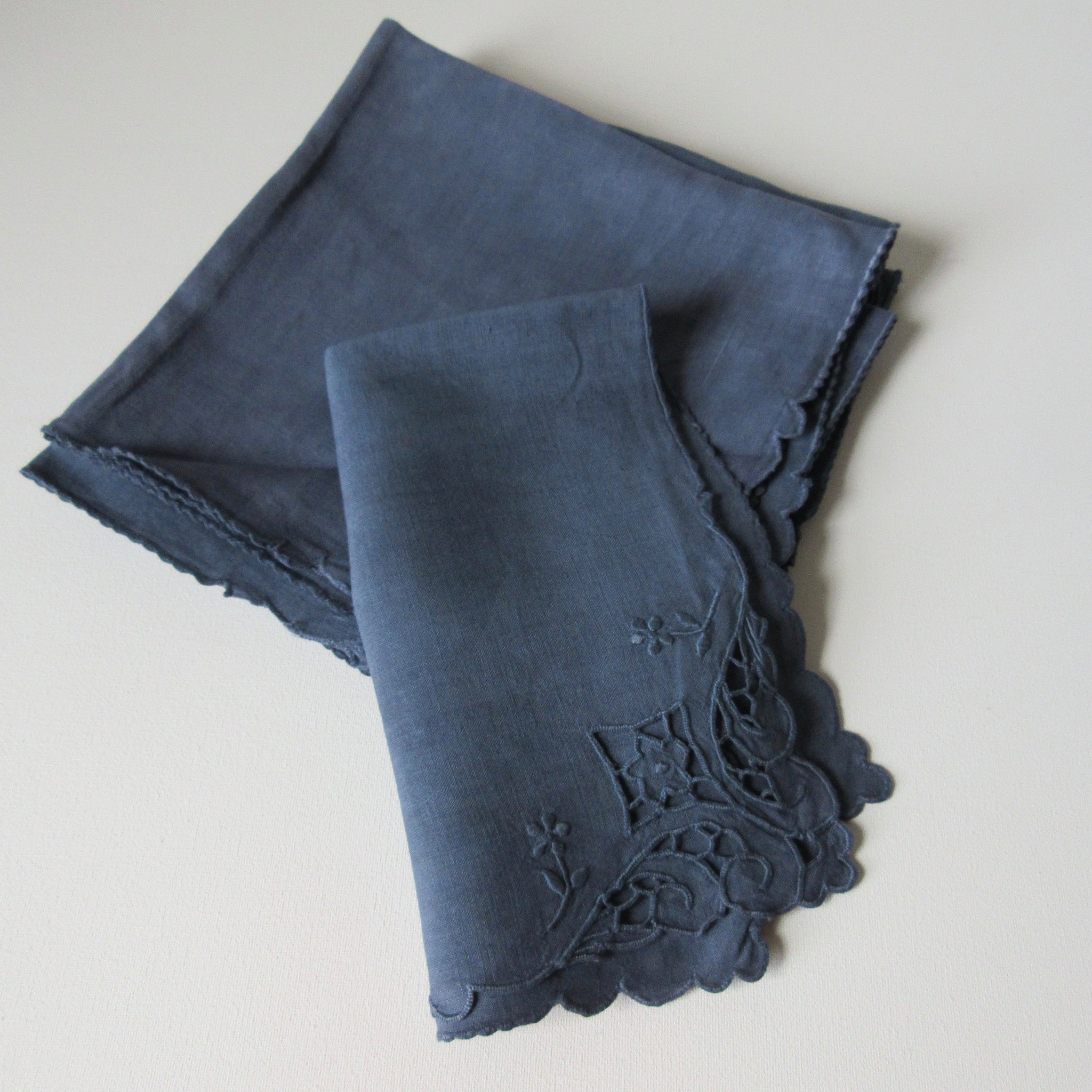Vintage Linen Napkins - Steel  Blue - 8