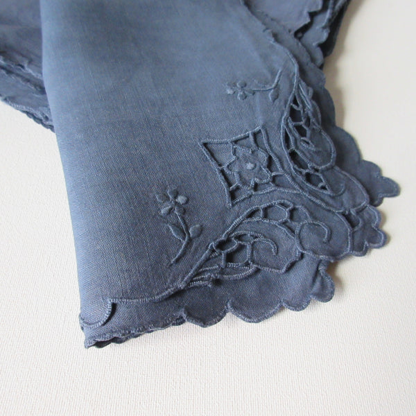Vintage Linen Napkins - Steel  Blue - 8