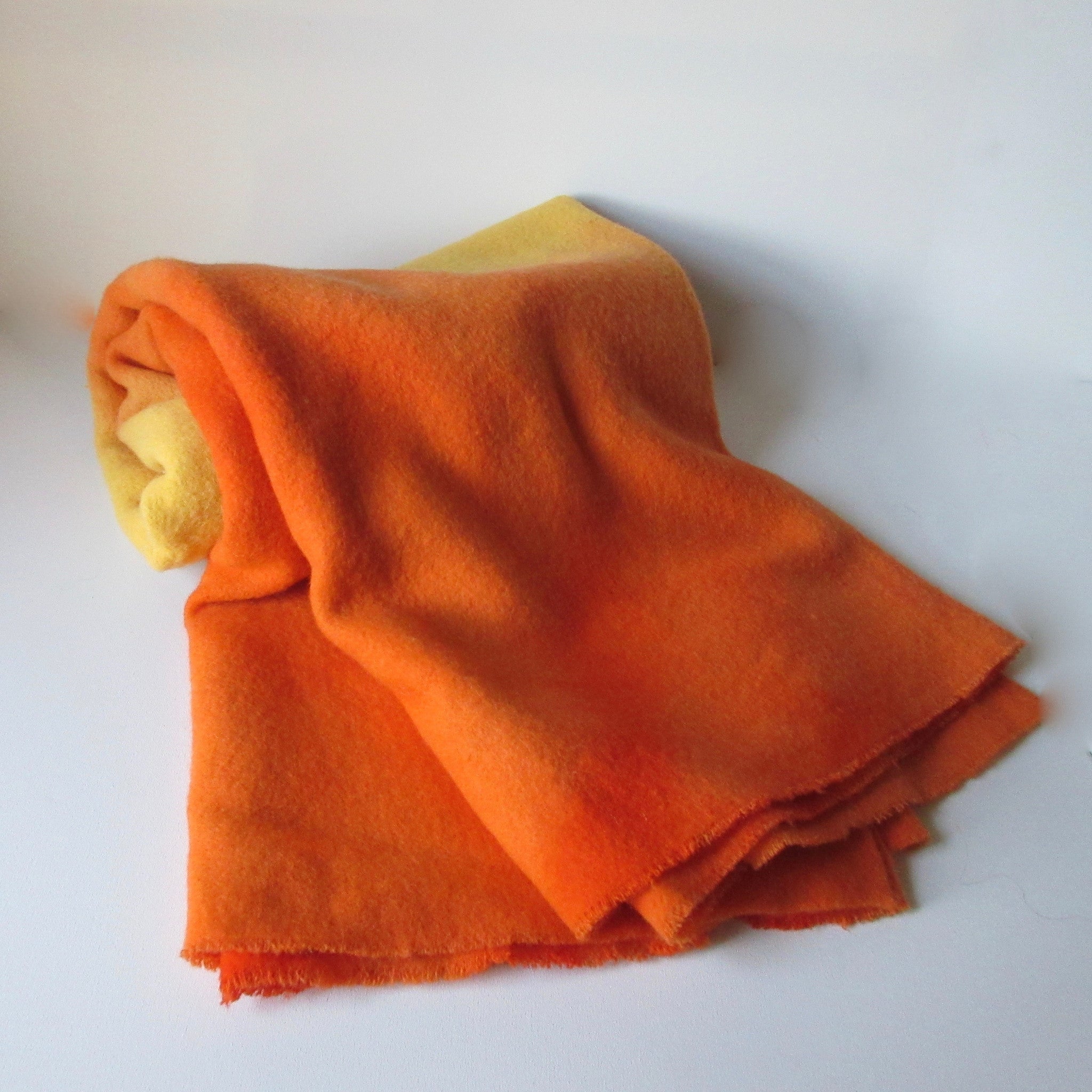 Vintage Over dyed Wool Blanket Yellow ~Orange