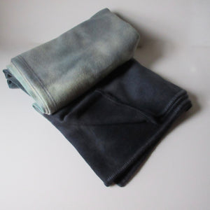 Vintage Dip Dyed and Over Dyed Wool Blanket -Gray/Blue
