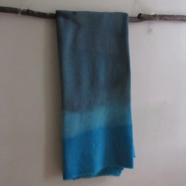Vintage Over Dyed Wool Blanket Blue Turqoise Gray