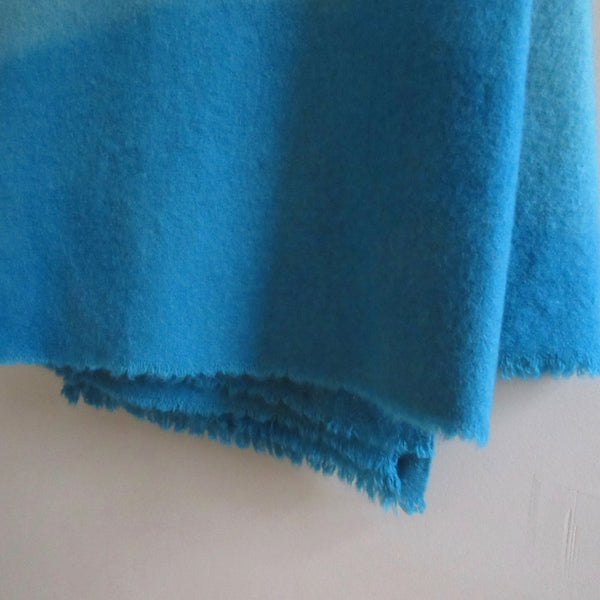 Vintage Over Dyed Wool Blanket Blue Turqoise Gray