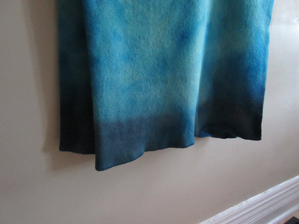 Vintage Over Dyed Wool Blanket Tones of Turquoise