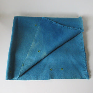 Vintage Over Dyed and Mended Wool Throw - Blue