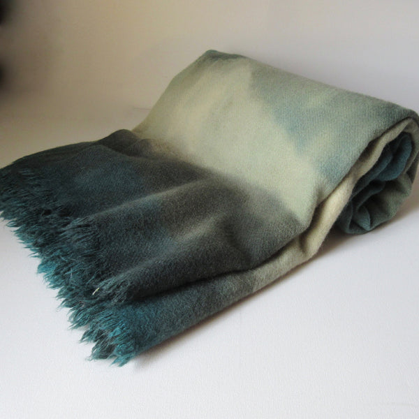 Vintage Dip Dyed & Over Dyed Wool Blanket Turquoise OliveGreen