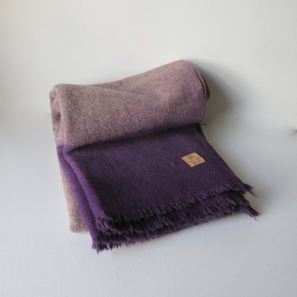 Vintage Dip Dyed Heather Wool Blanket - Purple