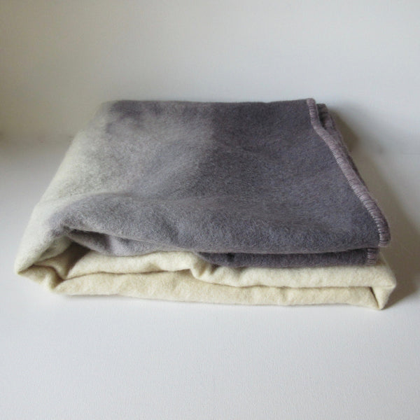 Vintage Dip Dyed Wool Blanket Silver Gray