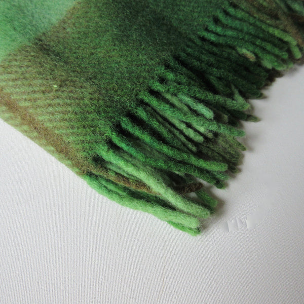 Vintage Wool Over Dyed Plaid Blanket Green