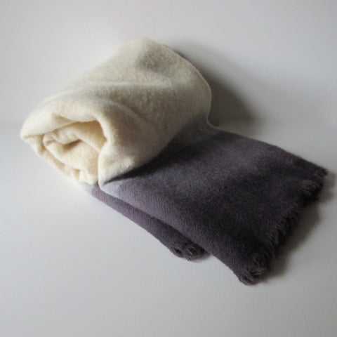 Dip Dyed Vintage Wool Throw Gun Metal Gray