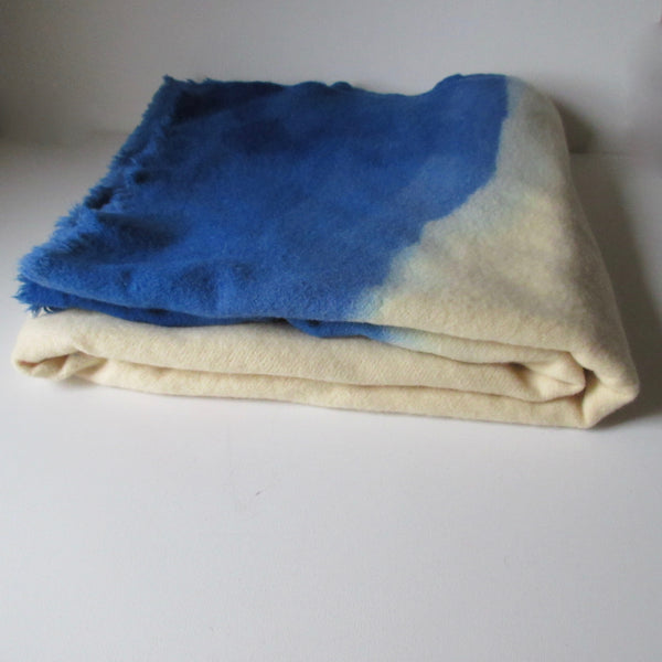 Dip Dyed Vintage Wool Blanket Bright Blue