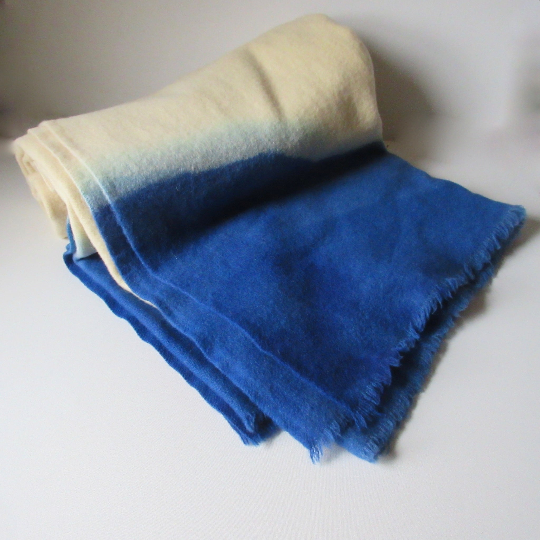 Dip Dyed Vintage Wool Blanket Bright Blue