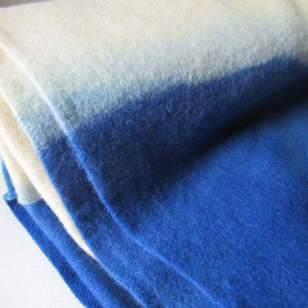 Dip Dyed Vintage Wool Blanket Bright Blue