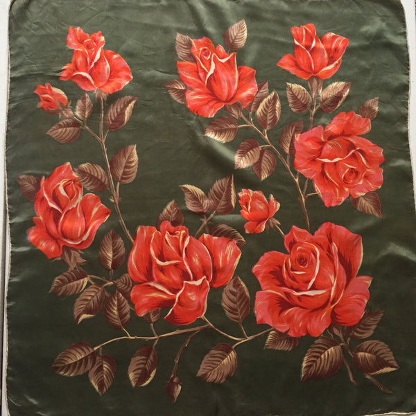 Rose Design Silk Scarf